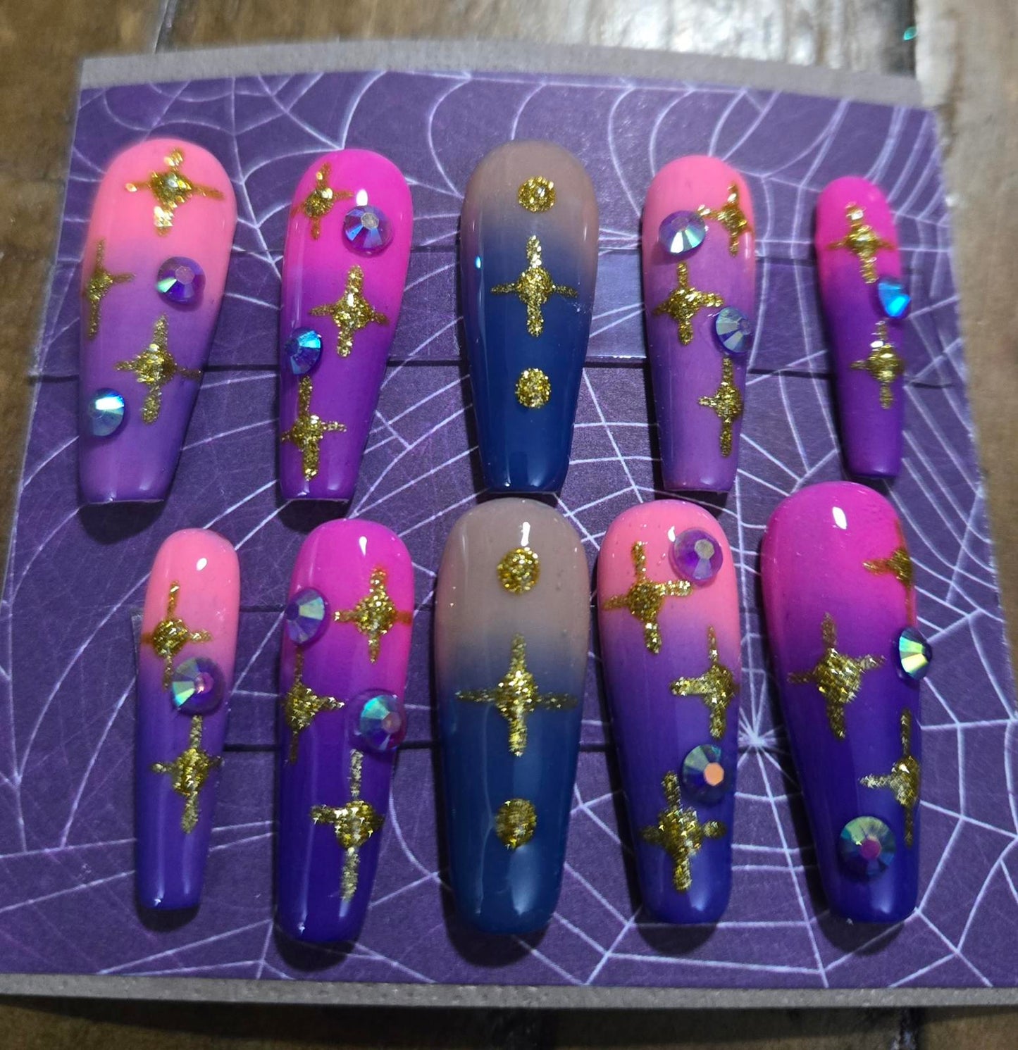 Colorful ombre press on nails custom made