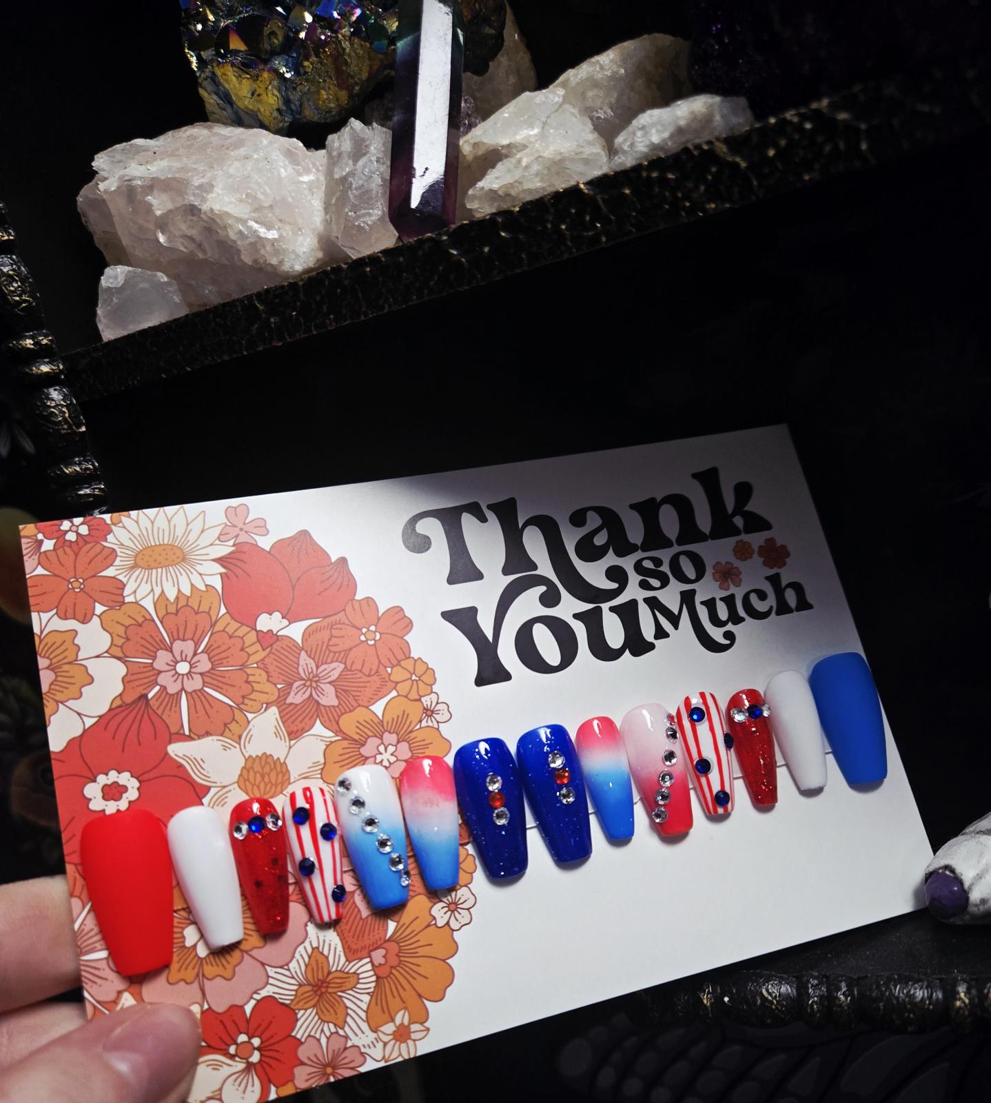 Patriotic 4th of July nails custom made