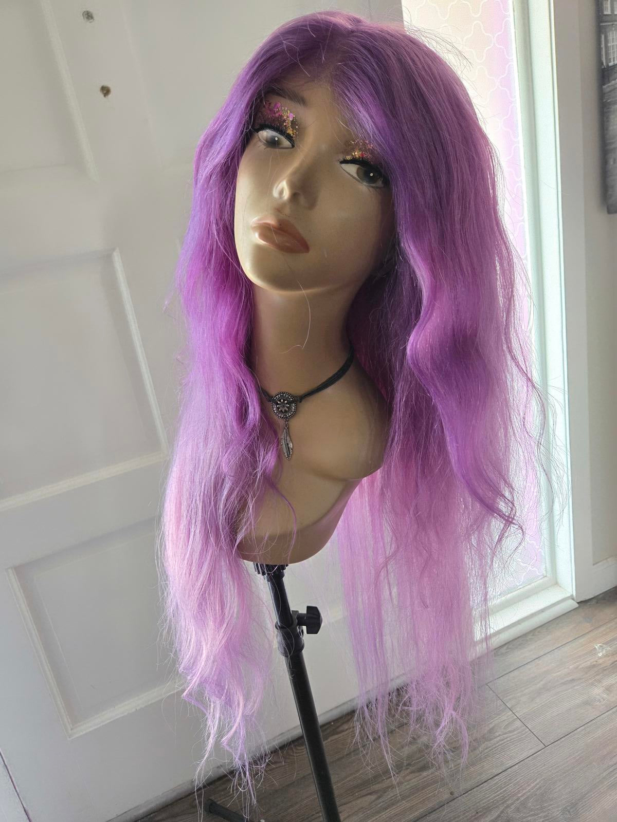 Human hair Custom dyed purple 30 inch lace front wig