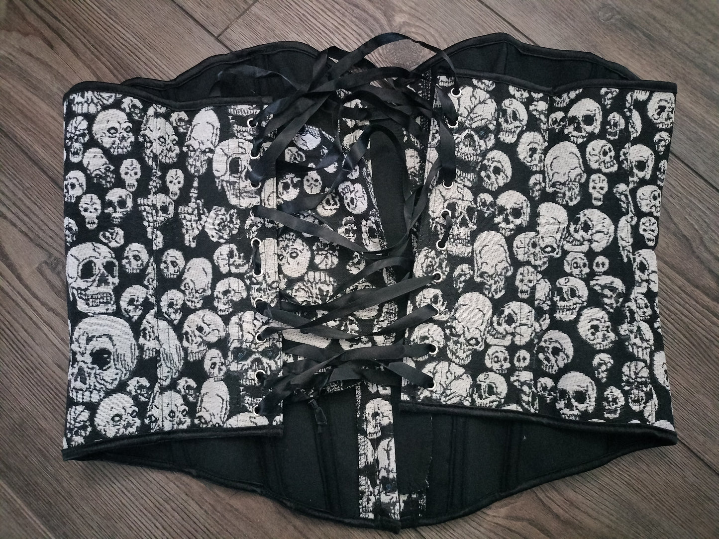 Gothic skull print corset and thong