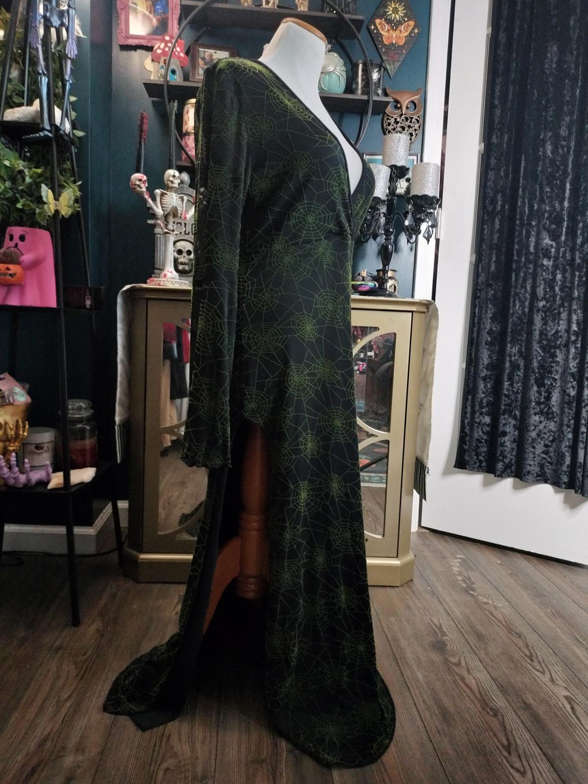 Long black spiderweb maxi dress