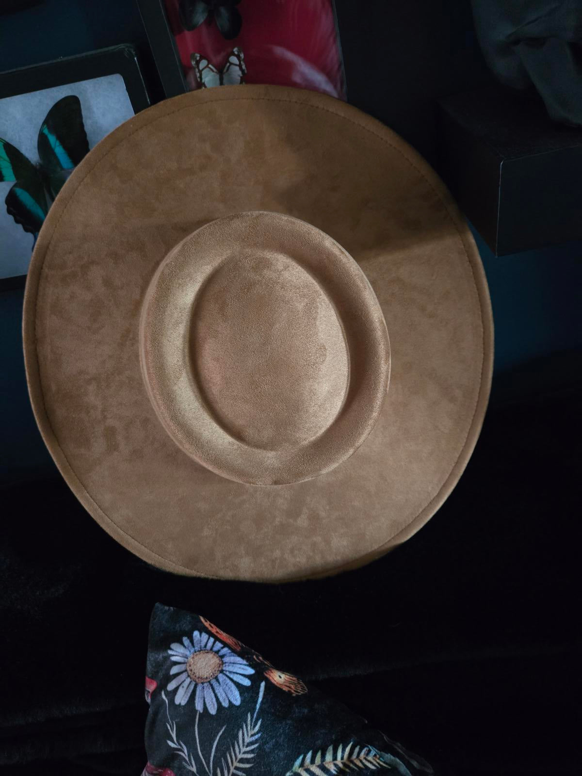 Fox owl and mushroom Hand designed wide brim hat