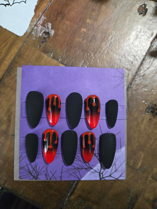 Gothic ombre vampy blood drip press on nails custom made