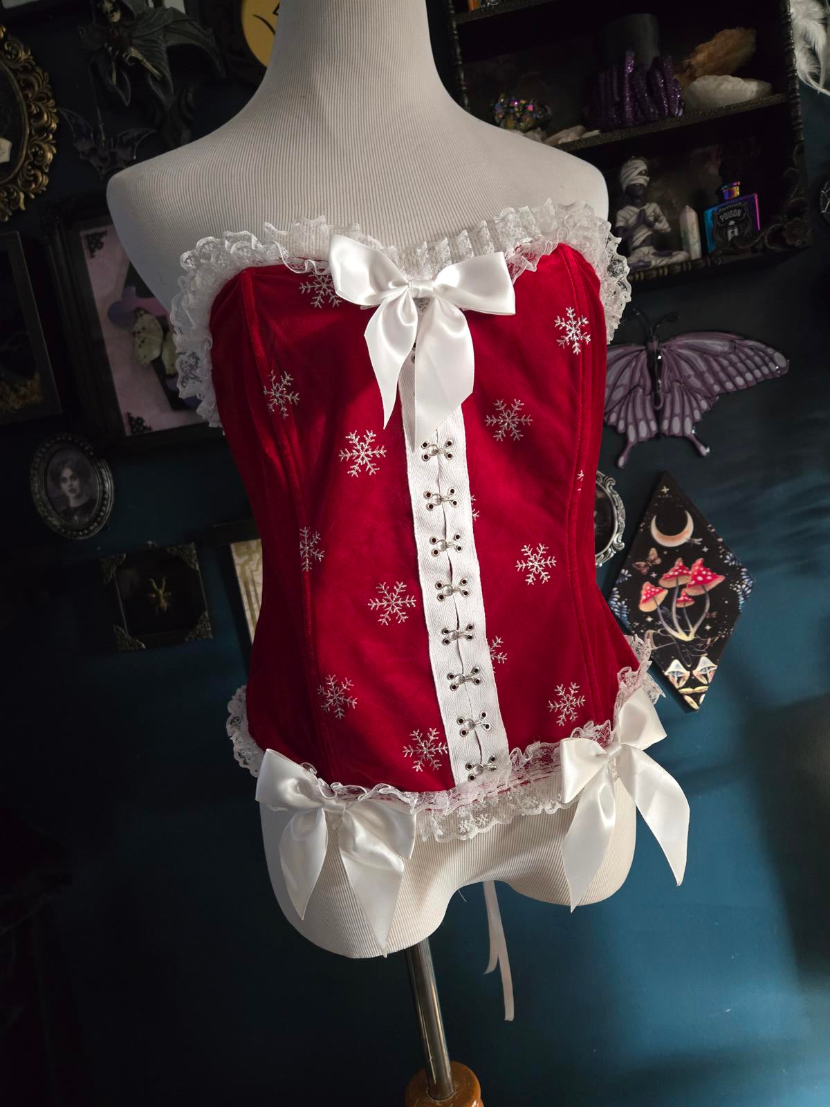 Christmas corset with bows and lace new