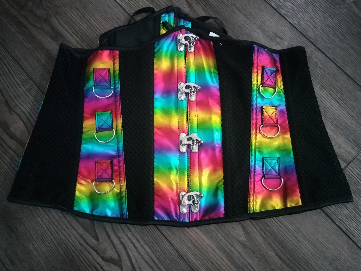Rainbow and fishnet corset