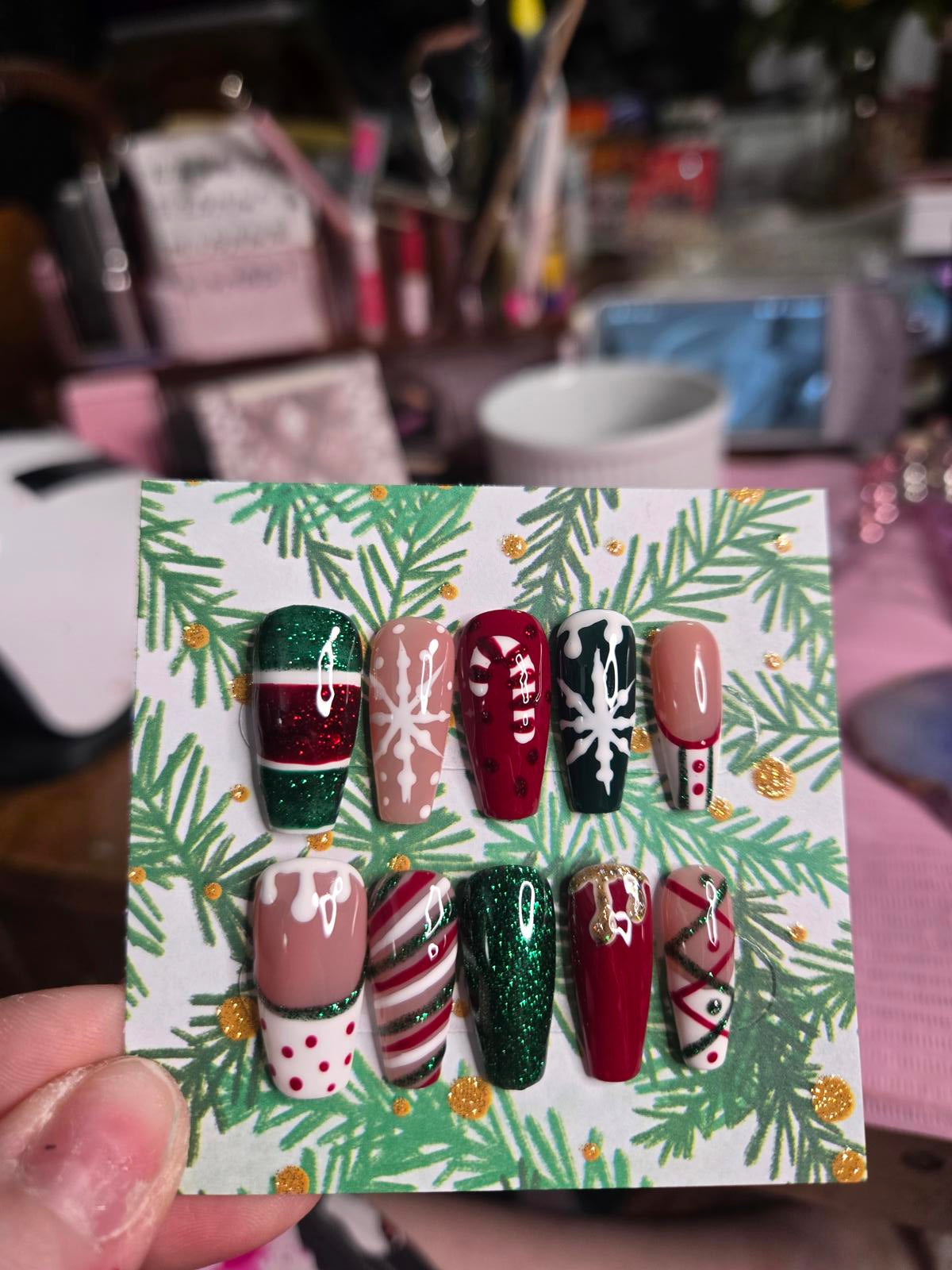 Coffin Christmas press on nails custom made