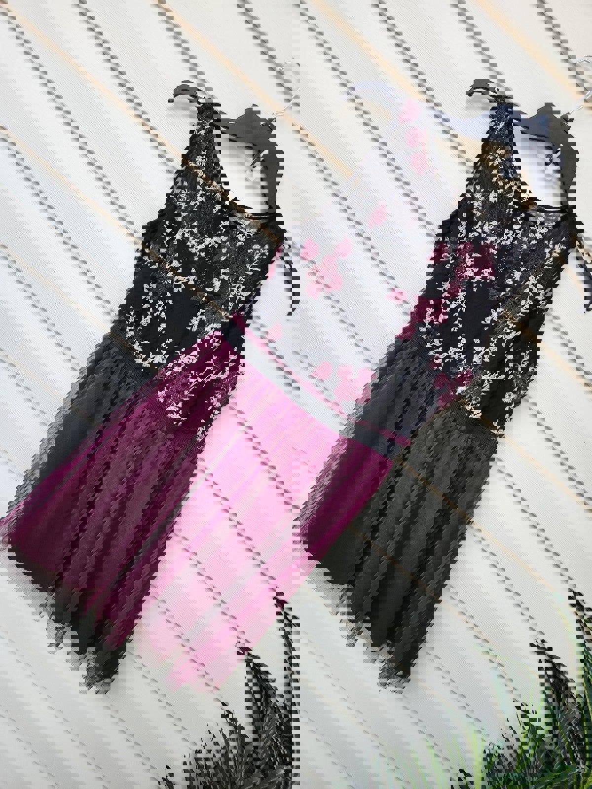 Speechless purple black floral dress with embroidery & tulle homecoming