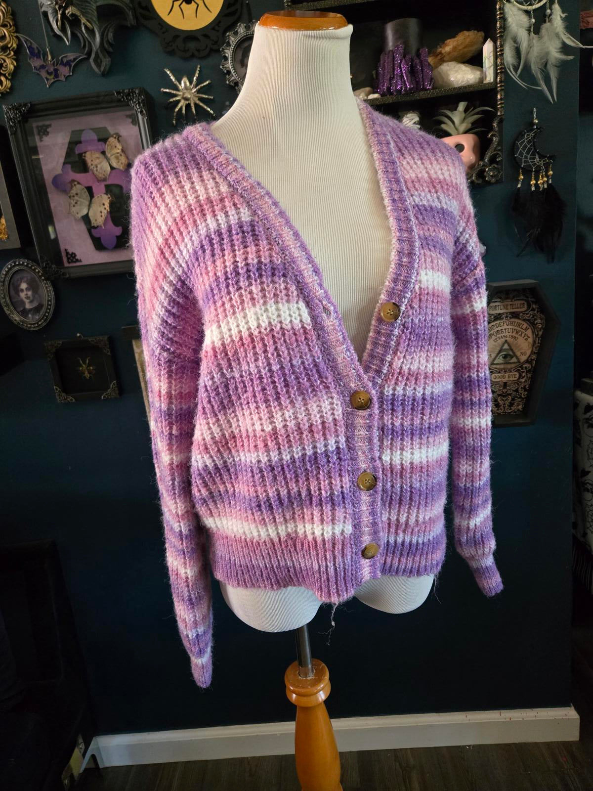 Purple ombre striped cardigan