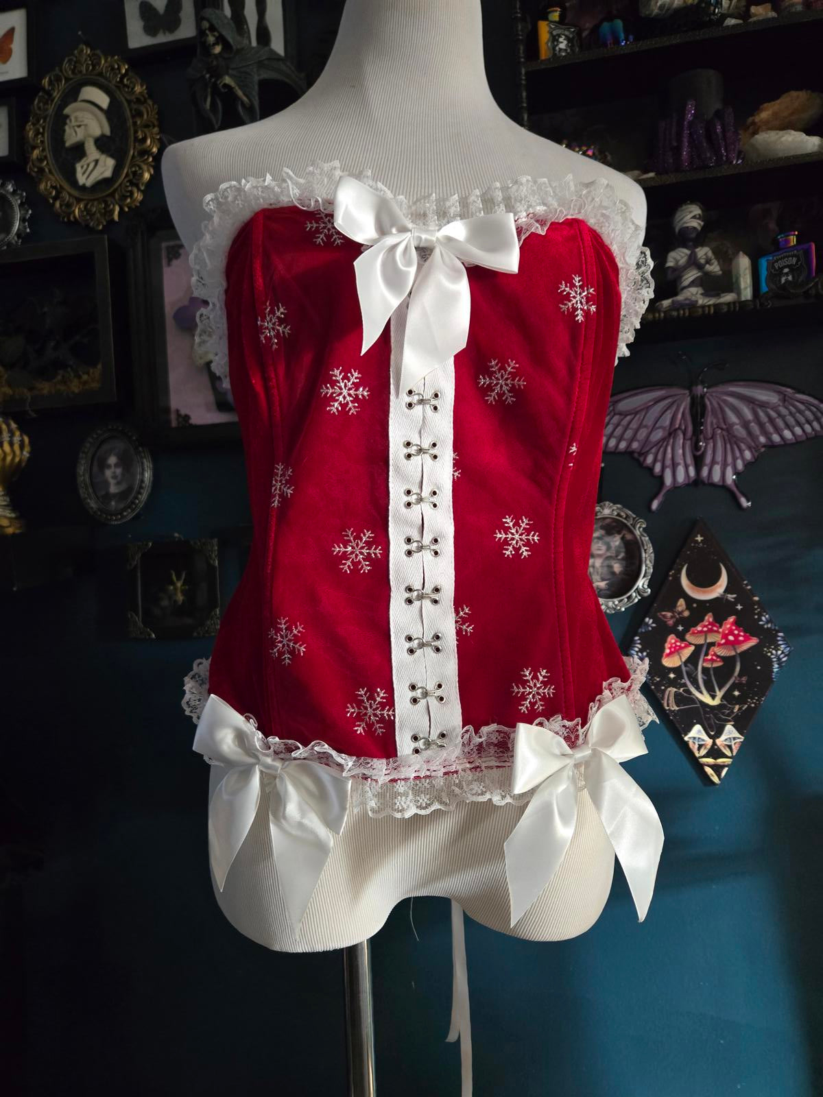 Christmas corset with bows and lace new
