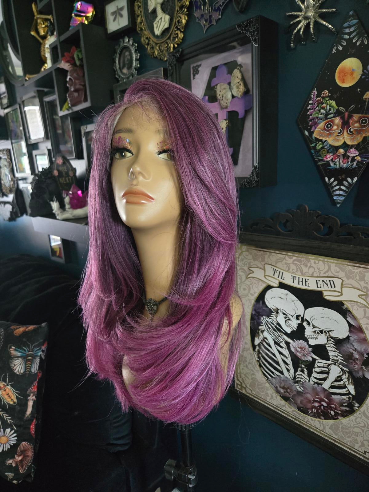 Purple ombre sleek lace front wig w/ baby hairs