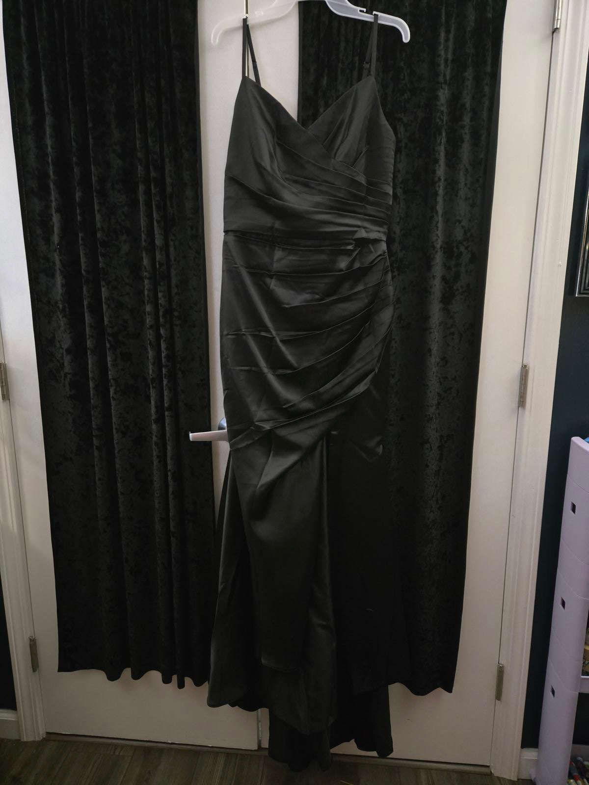 NWT Elegant formal black satin floor length maxi dress bridesmaid military ball