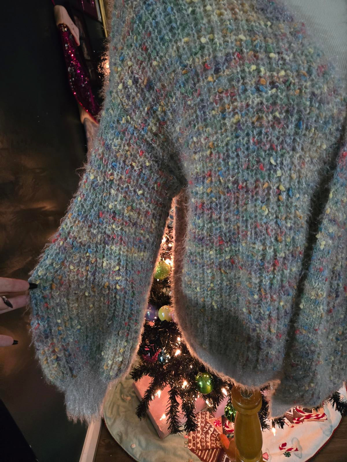 Super soft and cozy rainbow pastel popcorn cardigan