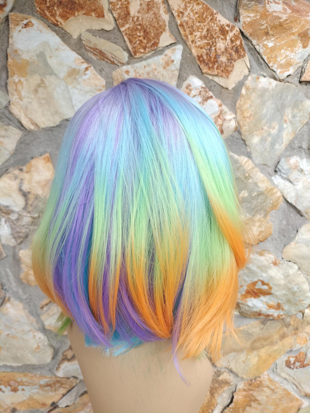 New short rainbow bob lace front wig