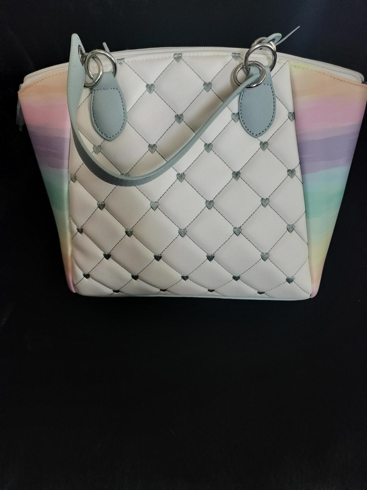 New Betsey Johnson rainbow quilted handbag purse