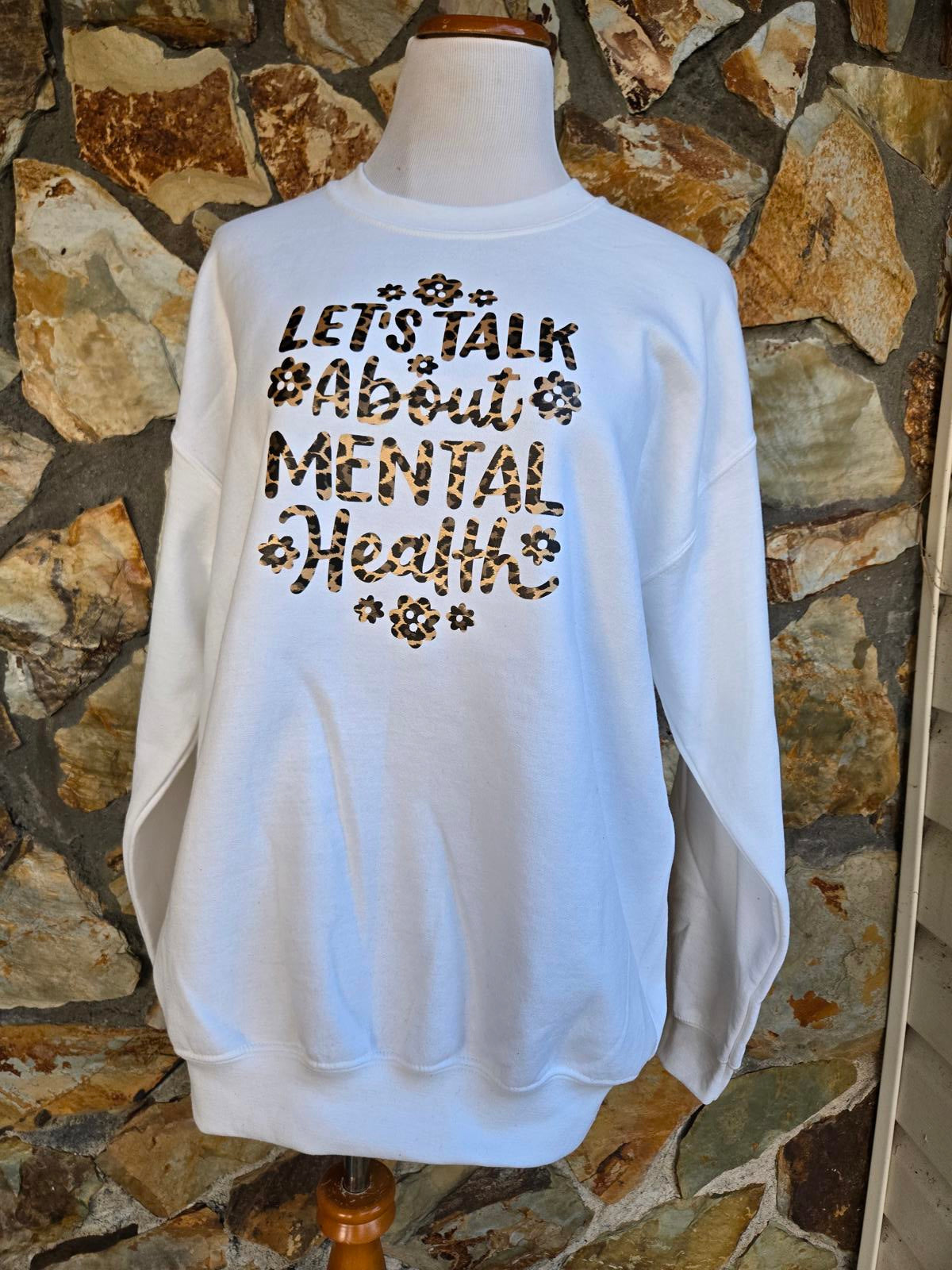 Let's Talk About Mental Health Sweatshirt leopard print