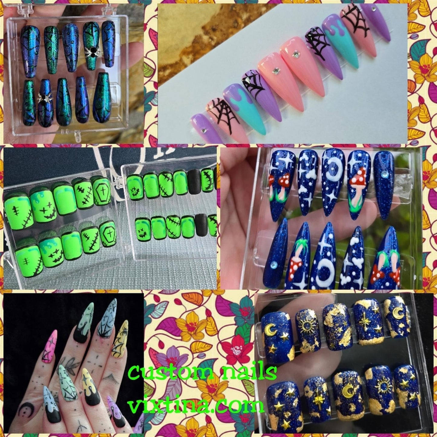 Ombre blue green Press on nails set of 10