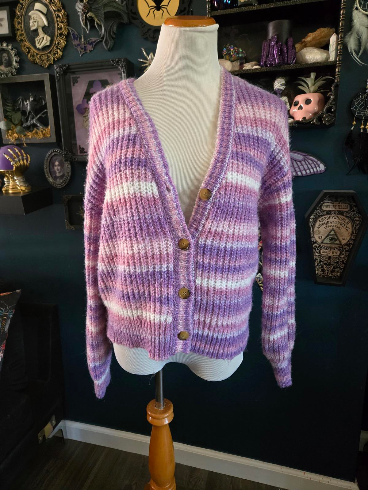 Purple ombre striped cardigan