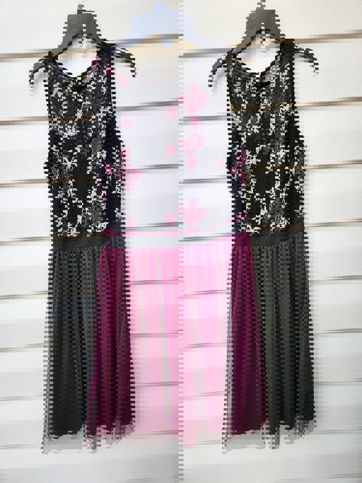 Speechless purple black floral dress with embroidery & tulle homecoming