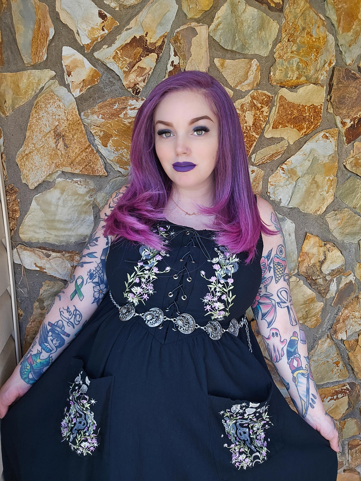 Purple ombre sleek lace front wig w/ baby hairs