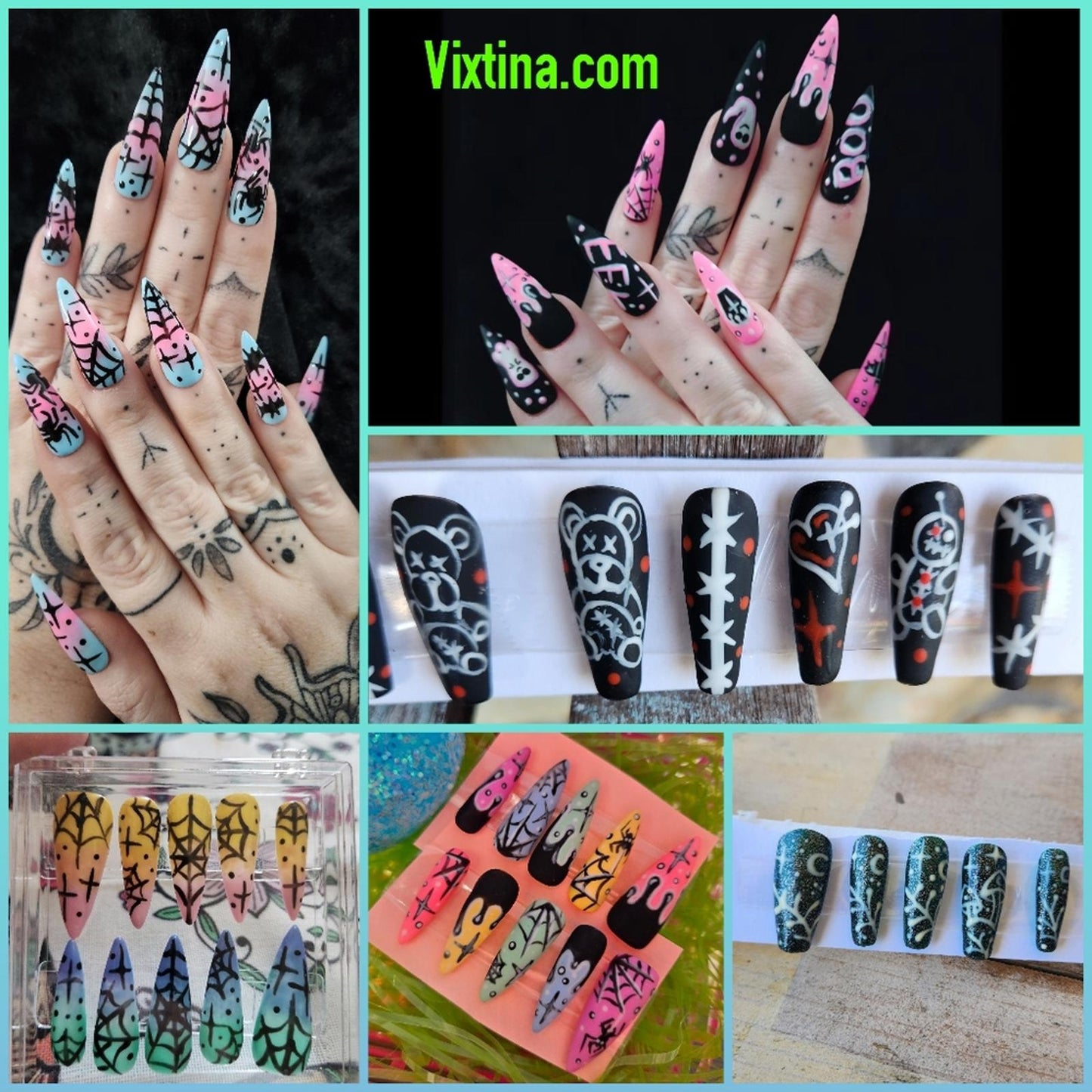 Ombre blue green Press on nails set of 10