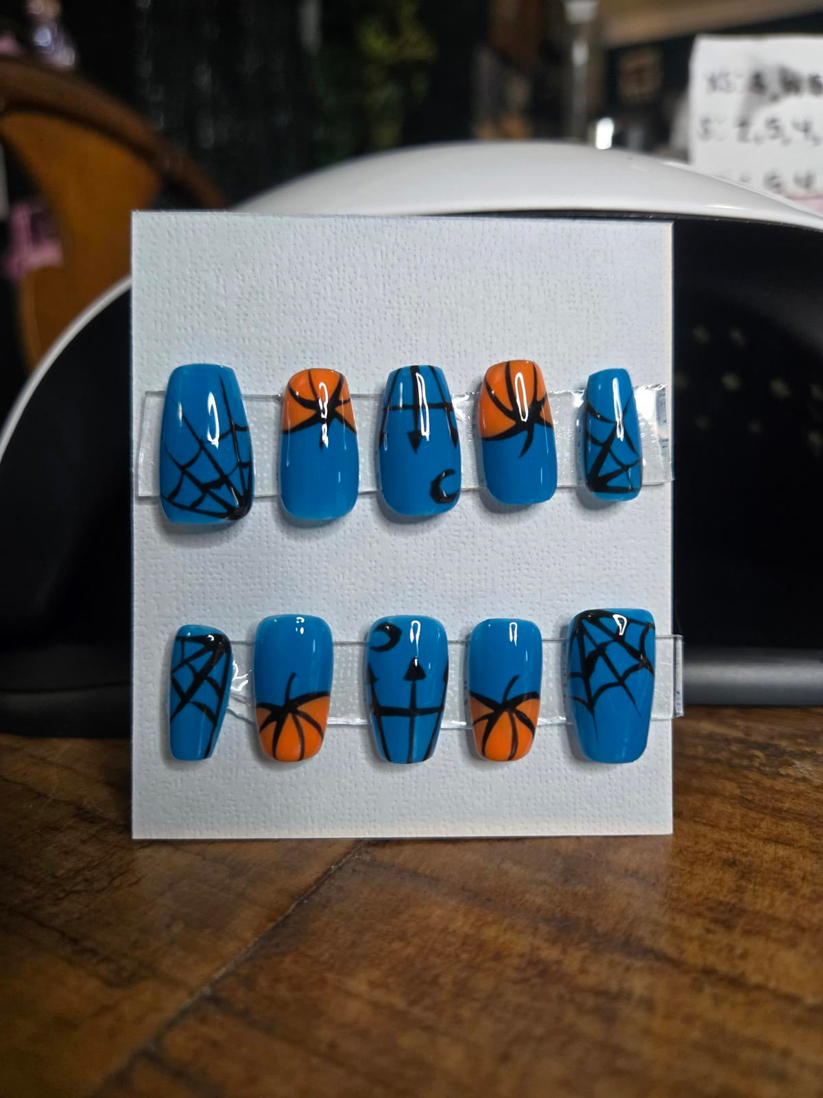 Teal pumpkin halloween press on nails custom made