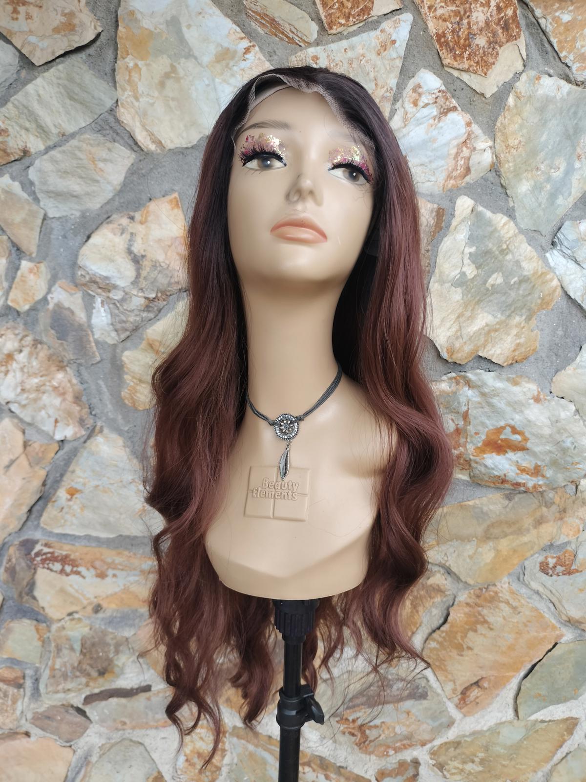 Long wavy brown lace front wig