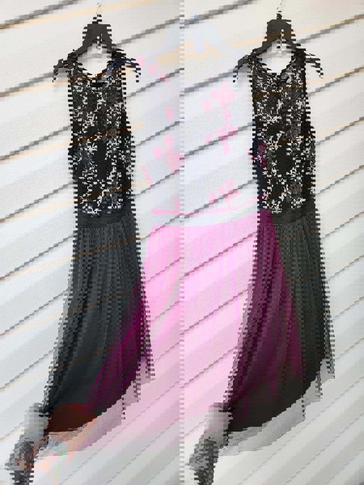 Speechless purple black floral dress with embroidery & tulle homecoming