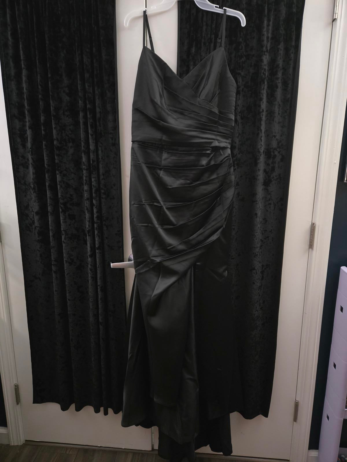 NWT Elegant formal black satin floor length maxi dress bridesmaid military ball