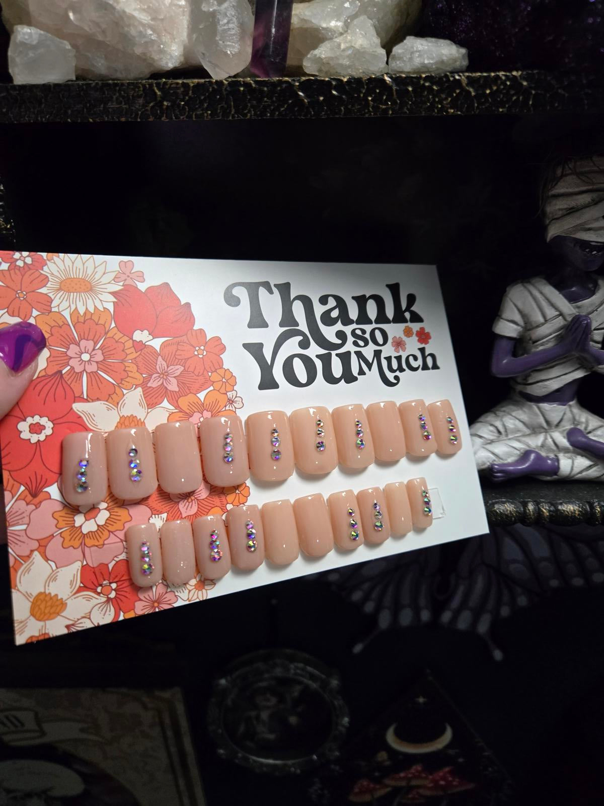 Neutral short square press on nails custom made