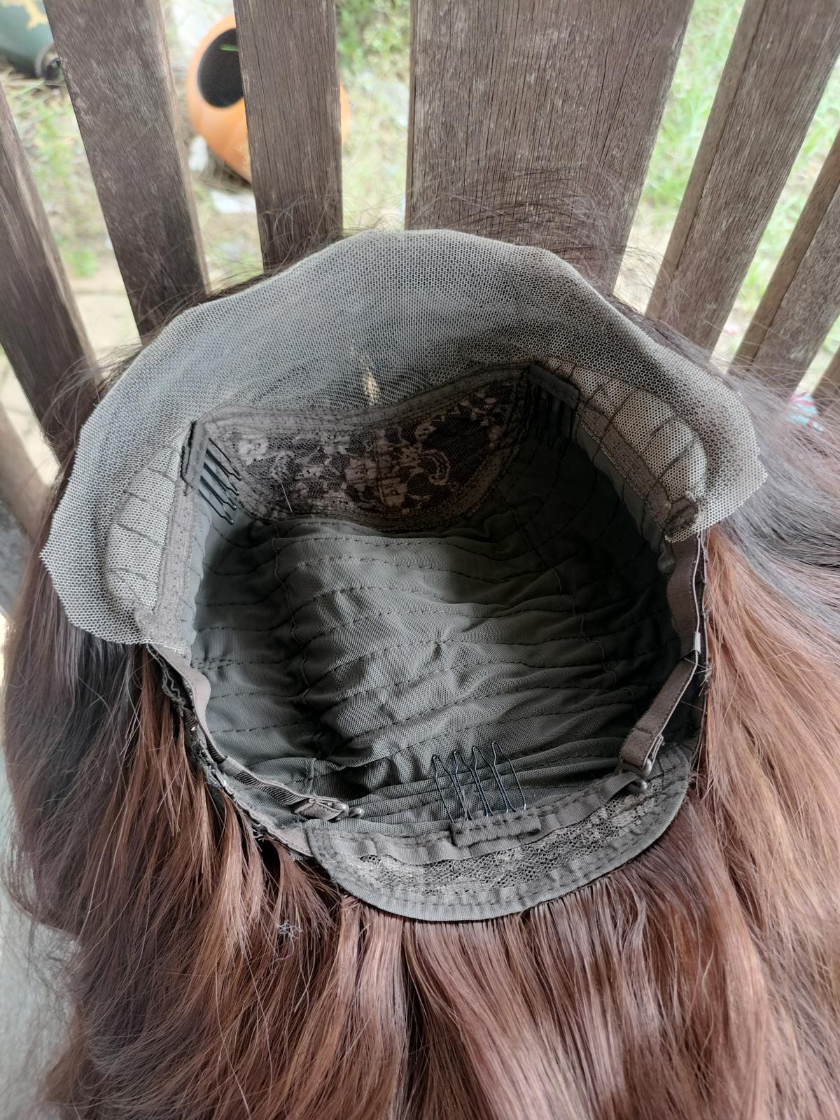 Long wavy brown lace front wig