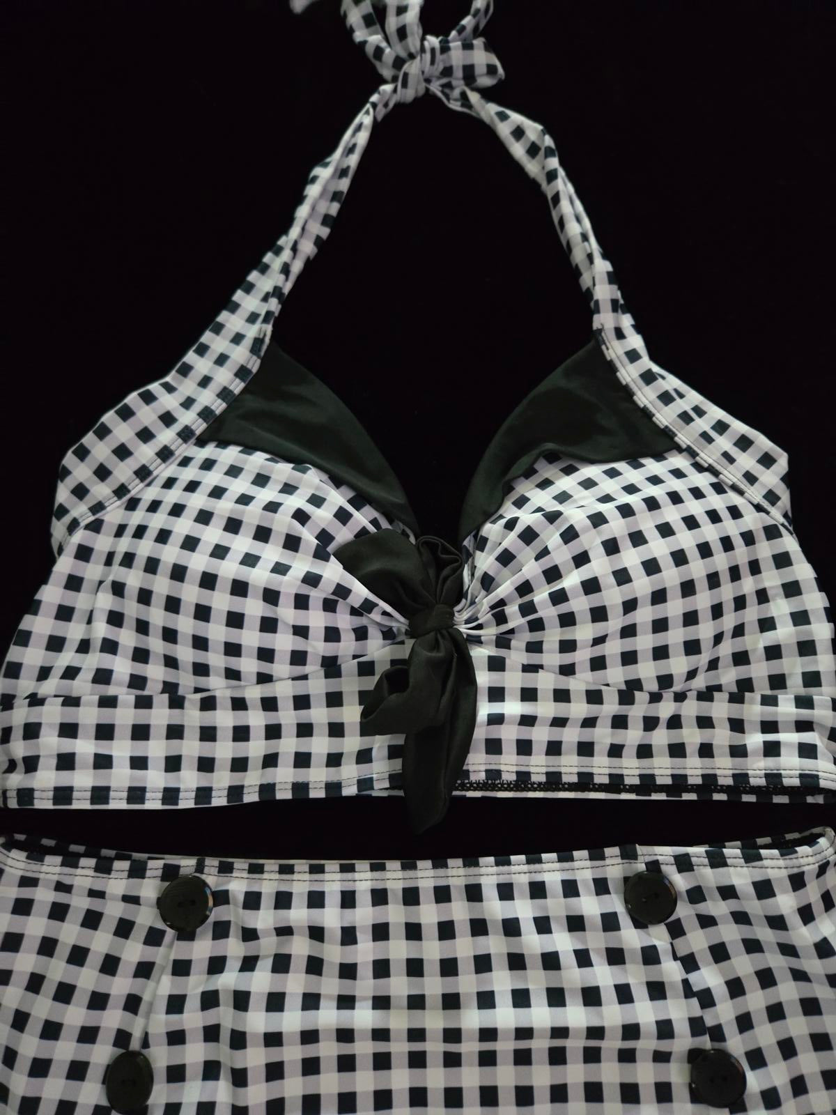 retro inspired plaid bikini high waisted swimsuit