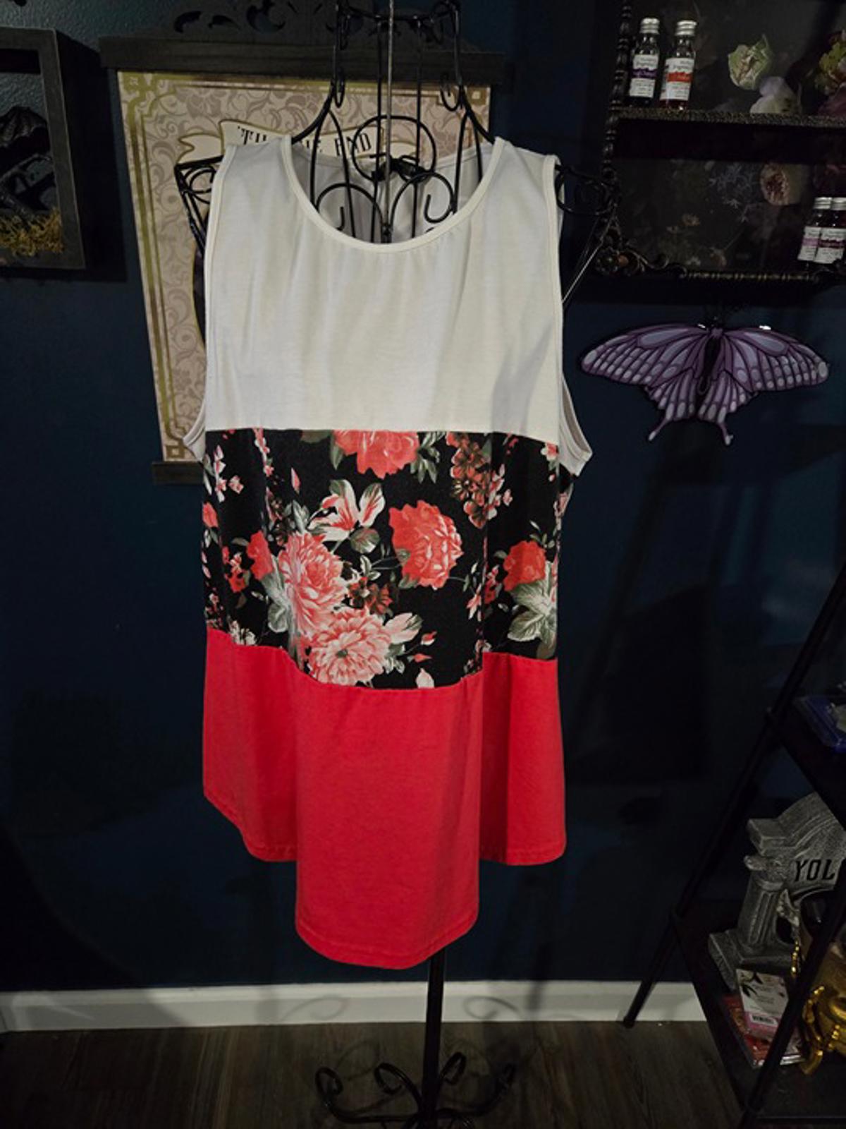 color block floral flowy tank top