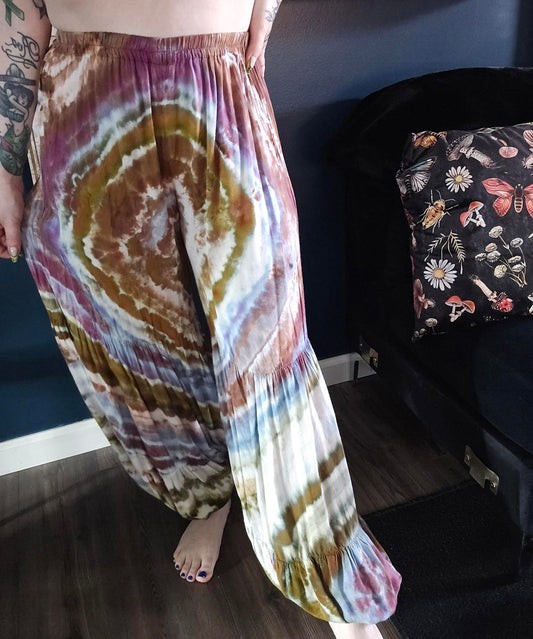 Custom tie dyed harem pants casual bohemian earthy