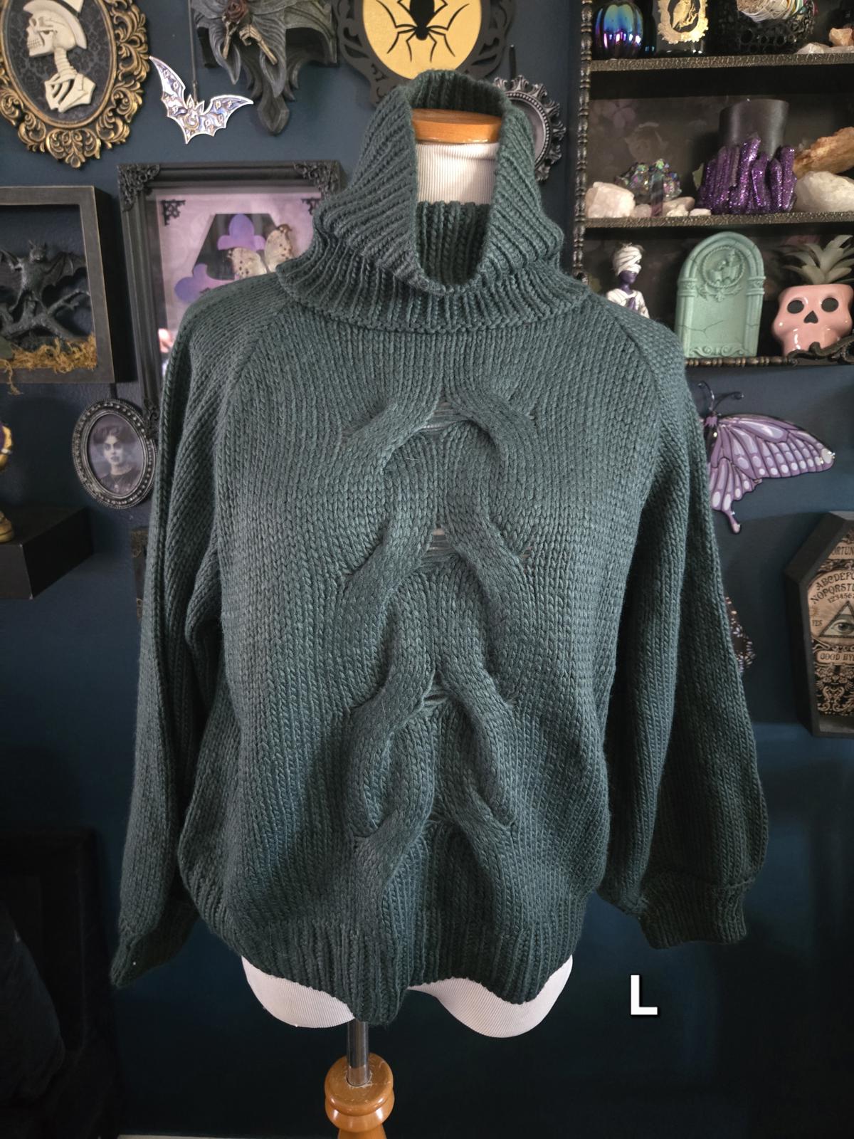 Large dark green turtleneck sweater NWOT