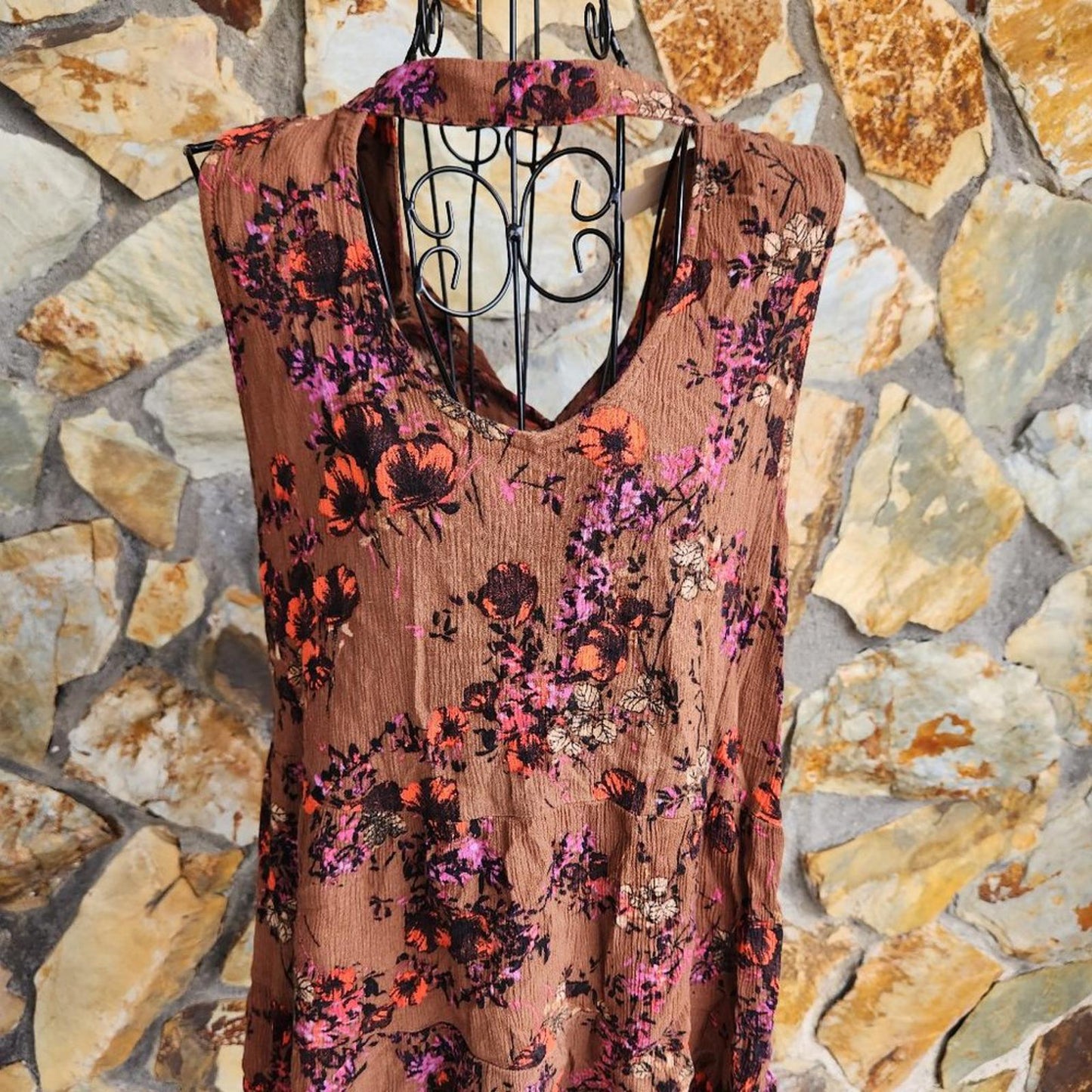 Brown floral tunic Tank top Mossimo
