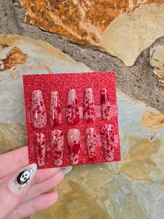 Blood splatter press on nails custom made halloween