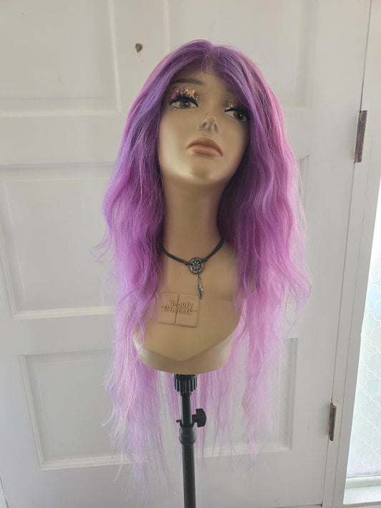 Human hair Custom dyed purple 30 inch lace front wig