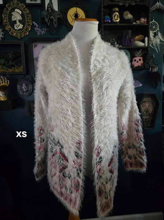 Knox Rose Aztec print fuzzy eyelash Cardigan