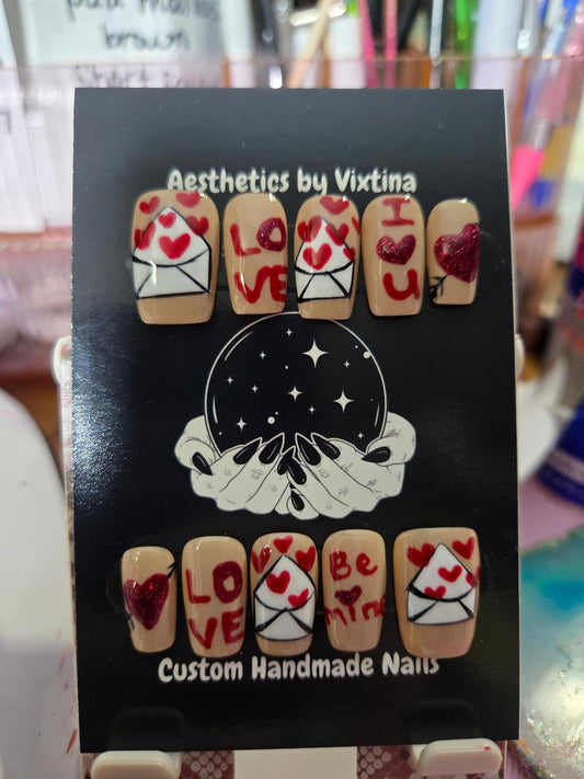 valentines day handmade nails love letter