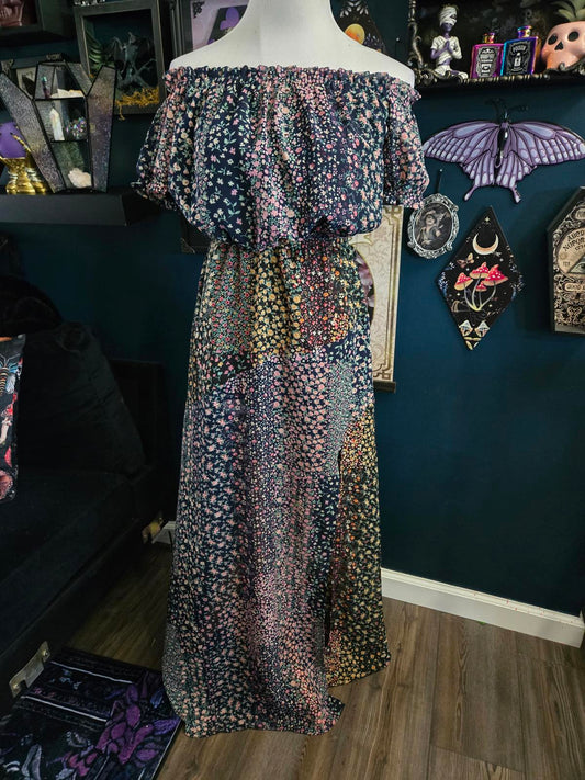 Lulu's floral maxi dress off shoulder