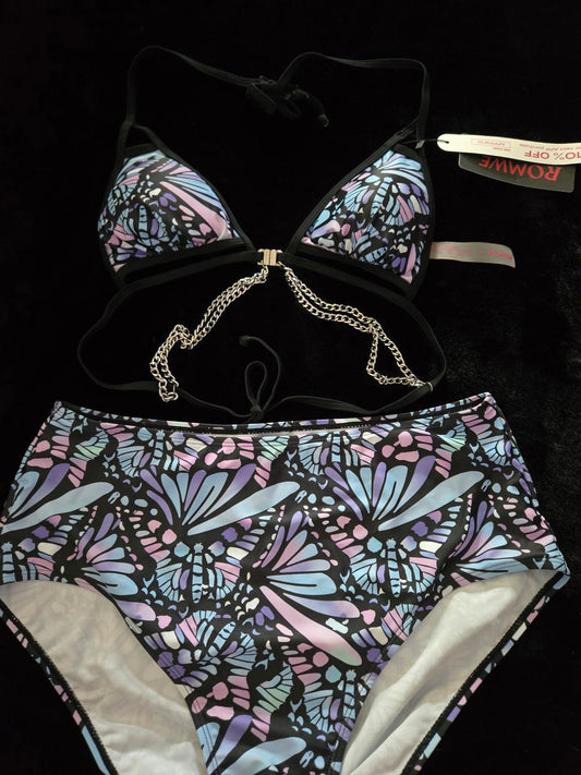 NWT butterfly chained bikini swimsuit