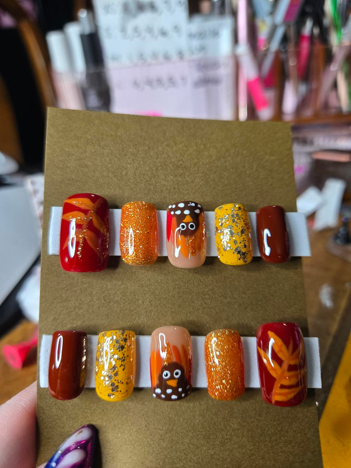 Fall thanksgiving turkey press on nails custom made