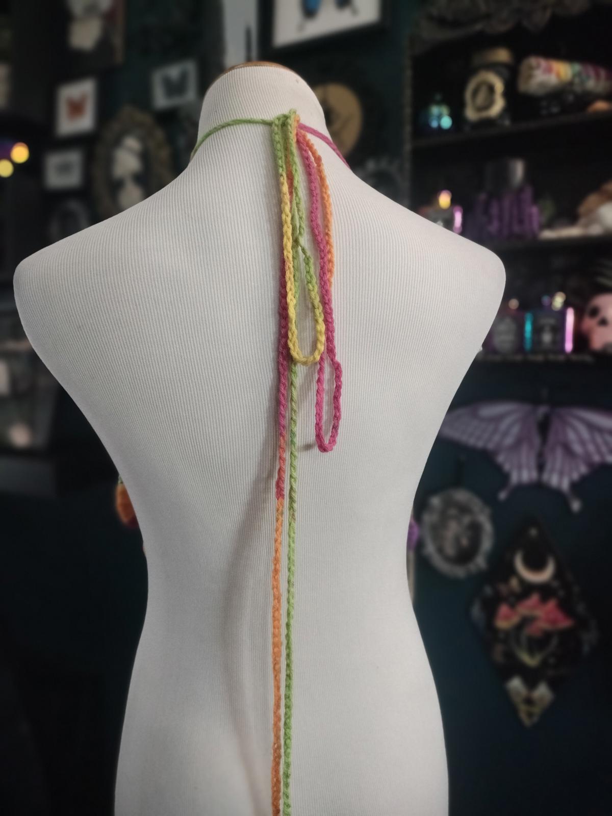 Rainbow crochet festival top