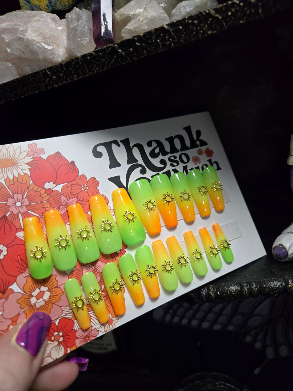 Fun in the sun neon ombre nails custom made