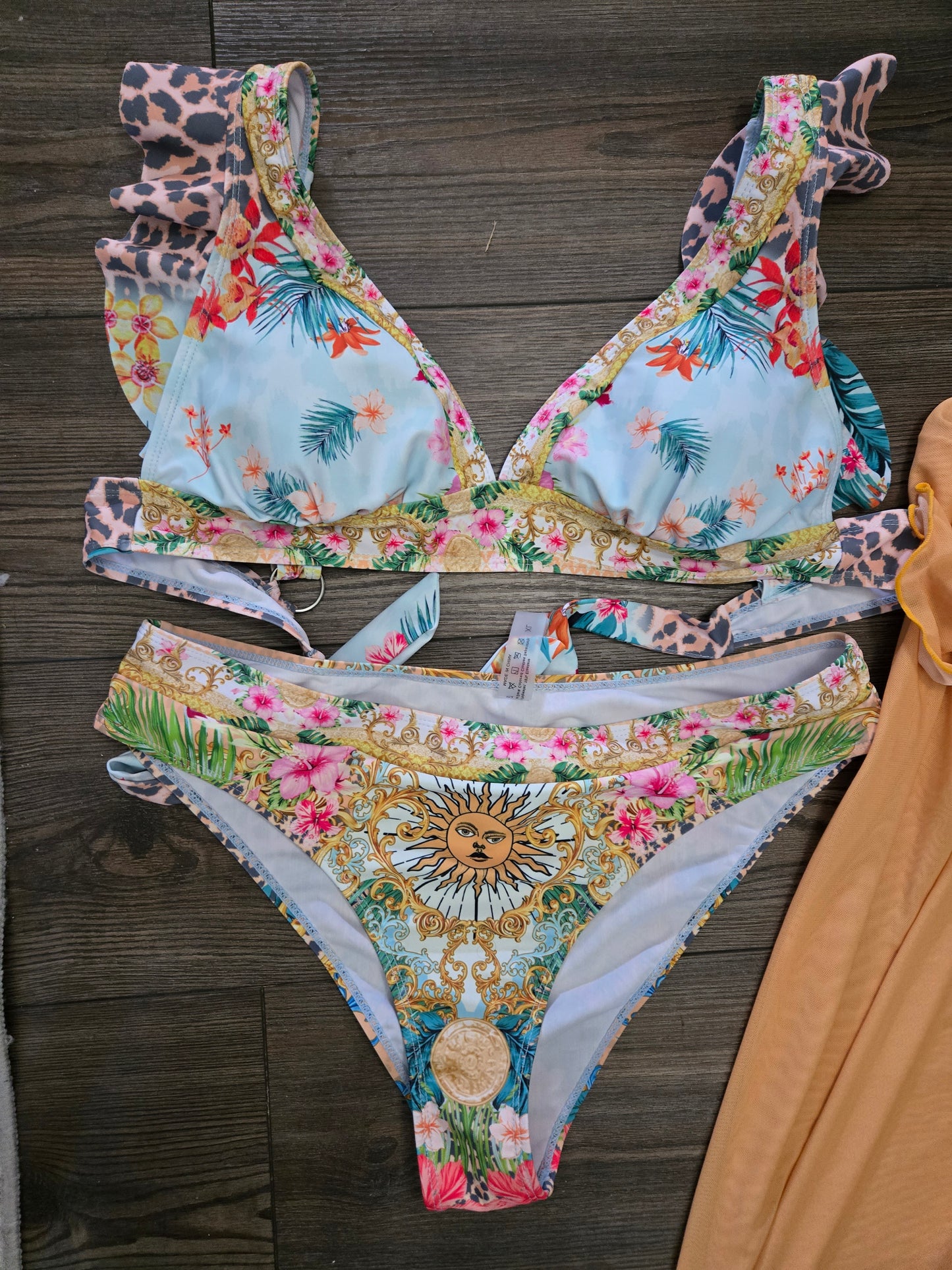 3 piece bikini and cover up skirt swimsuit