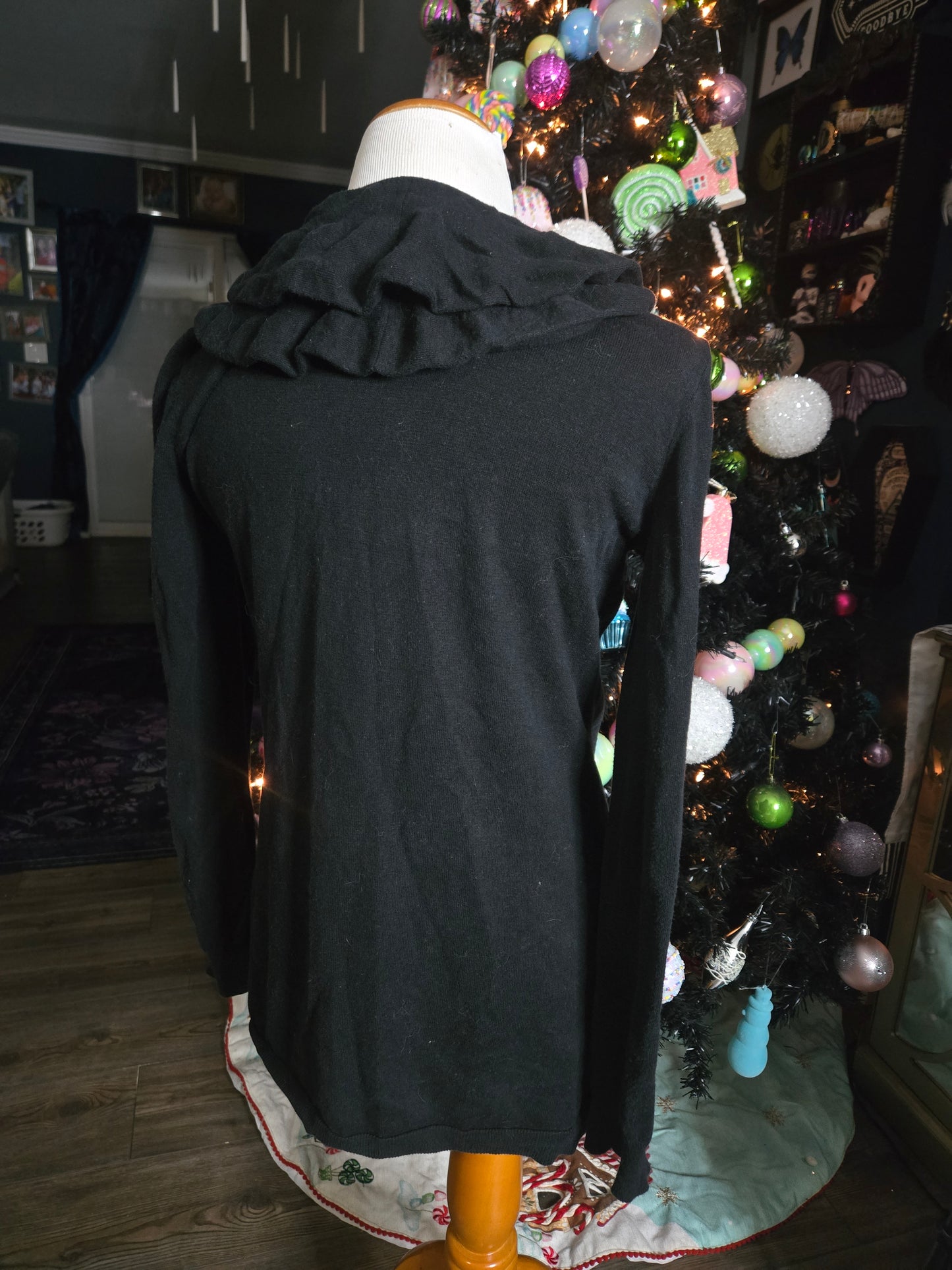 Black ruffle front whimsigoth cardigan