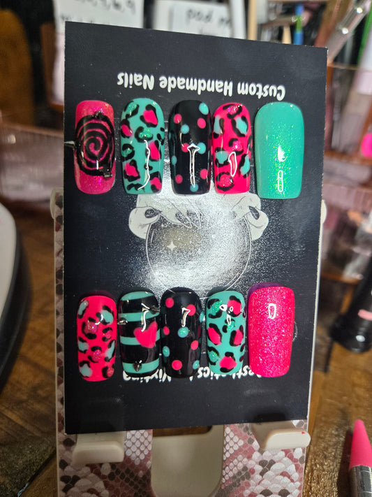Emo scene queen handmade press on nails