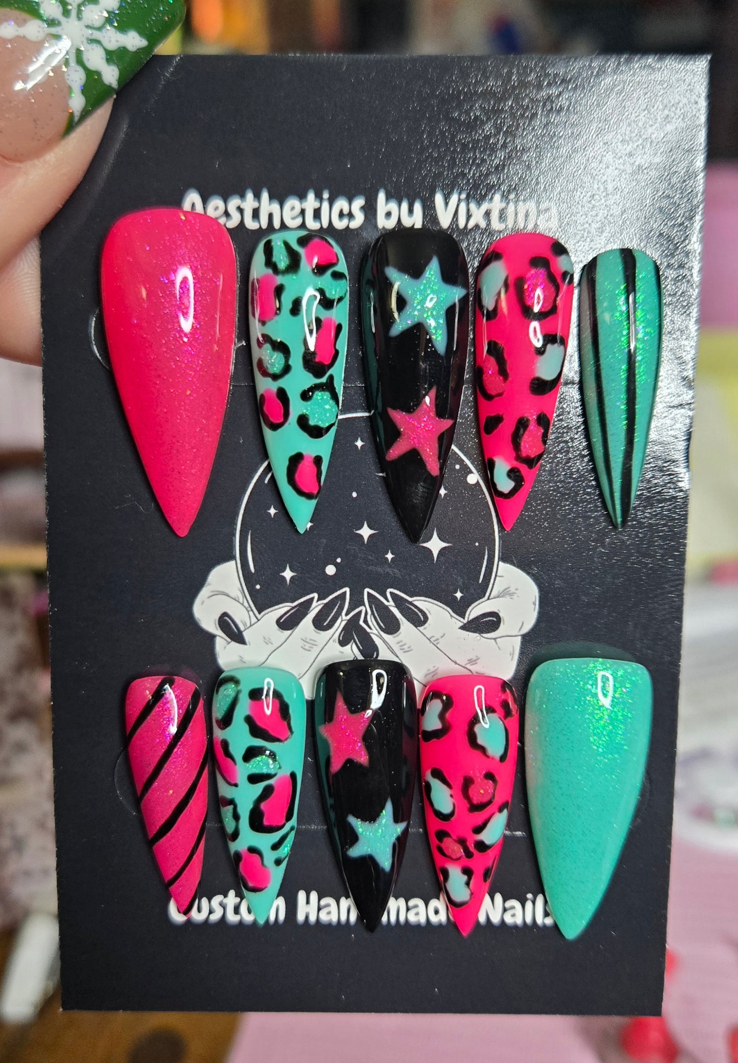 Emo scene queen handmade press on nails