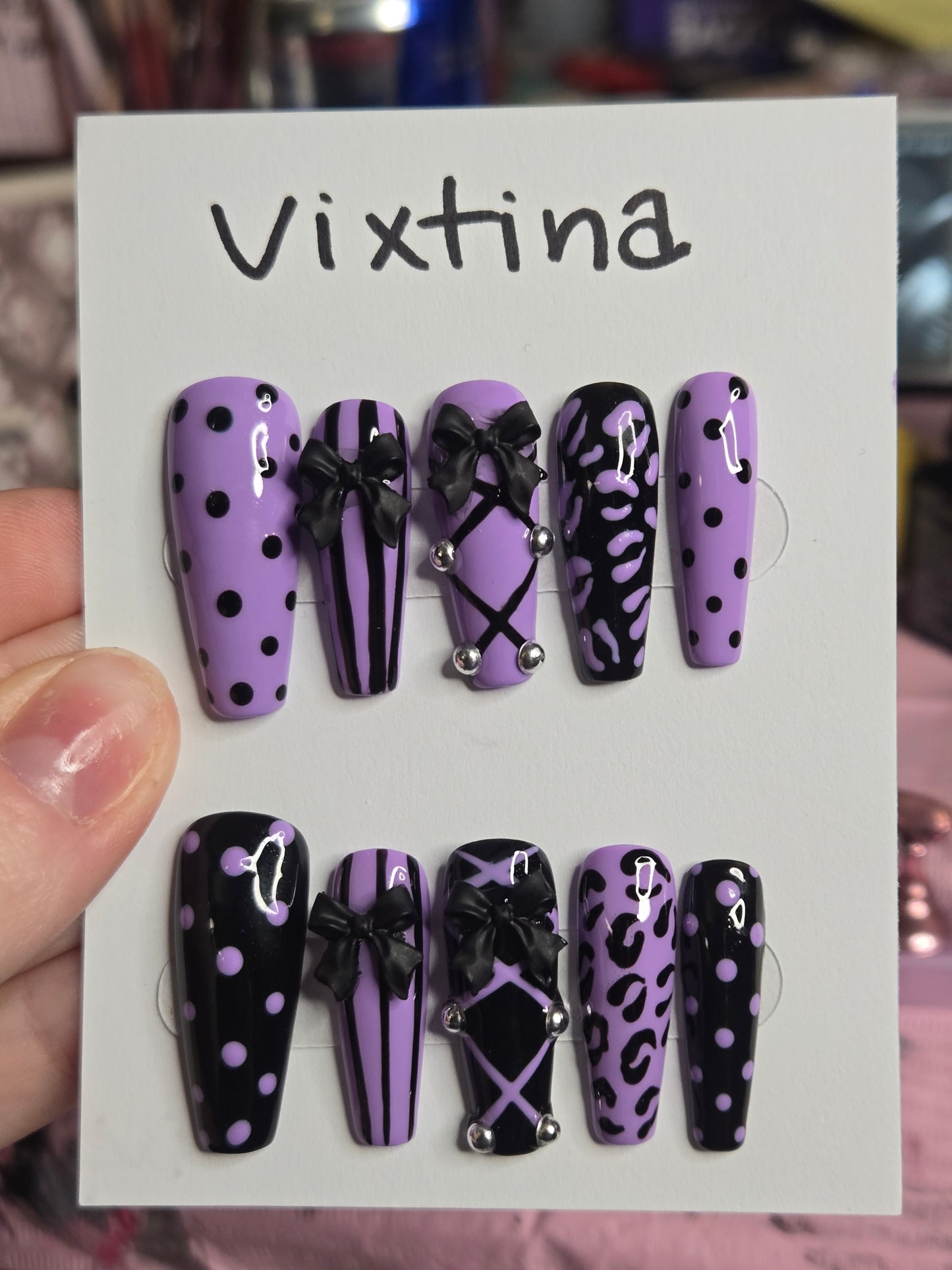 Baddie corset and bow animal print nails