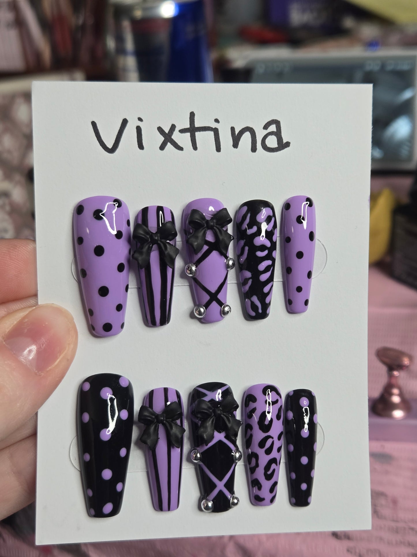 Baddie corset and bow animal print nails